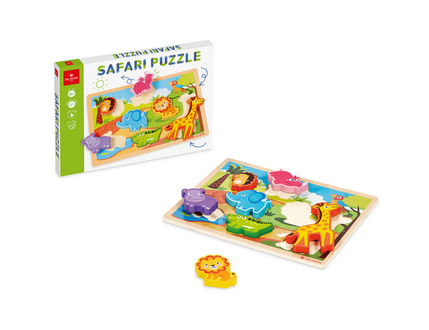 Safari Puzzle in Legno FSC per bambini 3+ Gioco educativo ad incastro per...