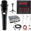 Kit Microfono Cardioide Condensatore Cavalletto Auricolari Mixer Effetti Cavo