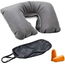 Kit 3 Pezzi Set da Viaggio Cuscino Gonfiabile Mascherina Tappi Orecchie Viaggio