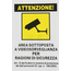 12x Cartello "Area Sottoposta a Videosorveglianza" 20x30 Arancione in PVC