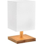 Lampada Abat-Jour da Tavolo Legno 23cm Paralume in Tessuto Bianco Comodino 40W