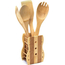 Porta Posate e Mestoli da Cucina in Legno di Bamboo Portaposate con 4 Accessori