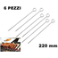 Set 6 spiedini in acciaio cromato con testa ad occhiello lunghezza 220 mm