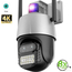 Telecamera 4MP 4K Esterno Wi-Fi PTZ 2 Obiettivo 8x Zoom Videosorveglianza CCTV