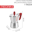Caffettiera Moka Brillantata Mod. Kaffettiera con Manico Rosso fino a 6 Tazze...