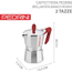 Caffettiera Moka Brillantata Mod. Kaffettiera con Manico Rosso fino a 6 Tazze...