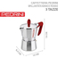 Caffettiera Moka Brillantata Mod. Kaffettiera con Manico Rosso fino a 6 Tazze...