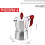 Caffettiera Moka Brillantata Mod. Kaffettiera con Manico Rosso fino a 6 Tazze...