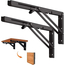 Coppia di Supporti Angolari Staffe Reggi Mensola Nero Richiudibili 400x200mm