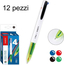 12 Pezzi Penna a Sfera 4 Colori Design a Molla Retrattile Plastica Multicolore