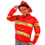 Costume da pompiere per bambino: tuta rossa con bande riflettenti e casco....