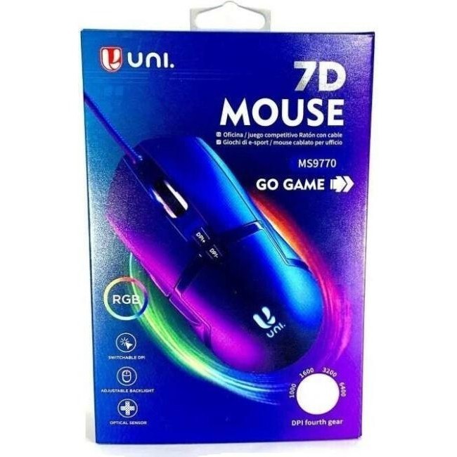 Mouse da Gioco USB Cablato per Gaming RGB Illuminato LED 6400DPI 7 Tasti...