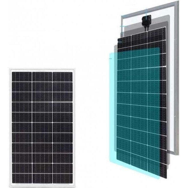 Pannello Solare Monocristallino 100W watt Impianto Kit Fotovoltaico 92 x 67cm...