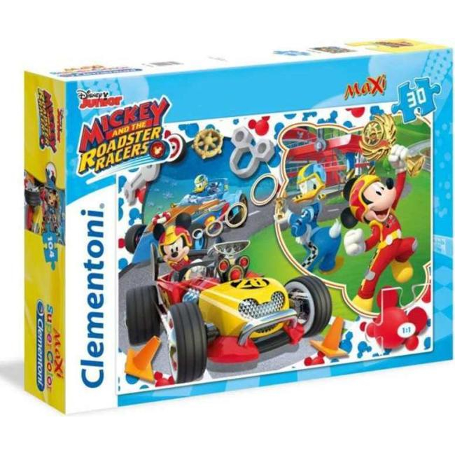 Puzzle 30 pezzi- Maxi - Disney Mickey and the Roadster Racers Clementoni Bambini