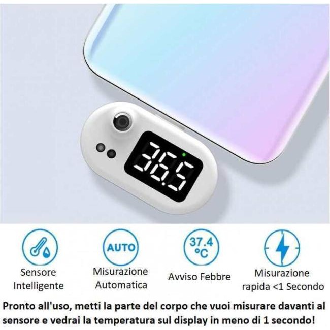 Termometro Connettore iPhone Ad Infrarossi Misura Temperatura Febbre Digitale...