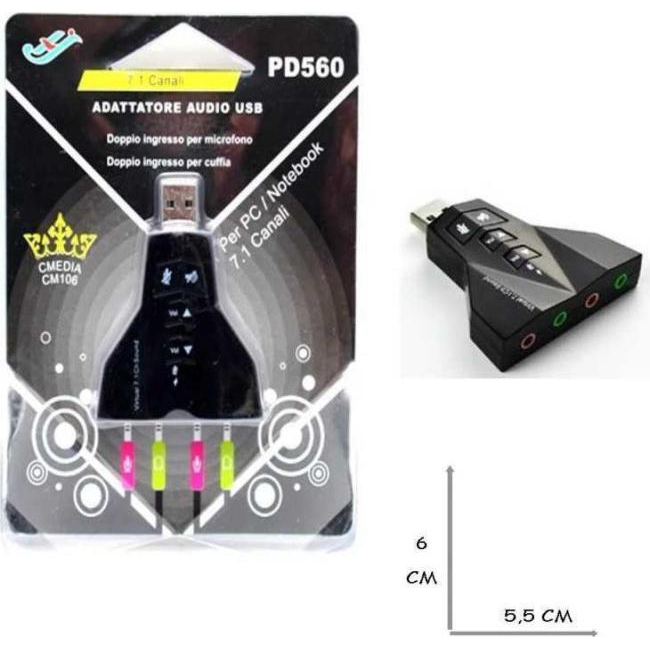Scheda Audio Esterna USB 2.0 3D Sound 7.1 Computer Microfono Cuffie Adattatore