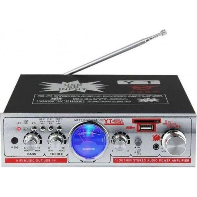Amplificatore Audio YT328A Stereo FM USB SD Card Auto Casa Karaoke 12V 220V