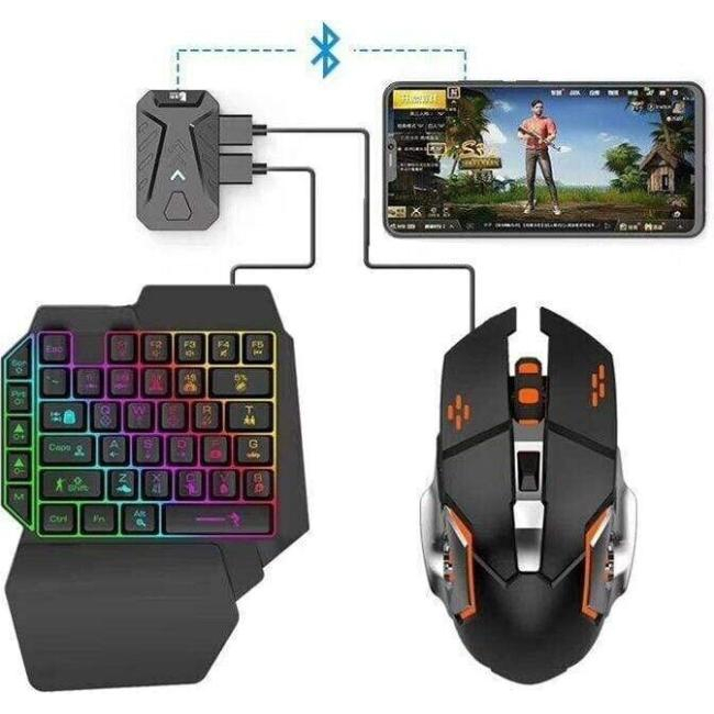 Kit Tastiera Mouse Gaming Smartphone Tablet Giochi Video Game Bluetooth 4 in 1