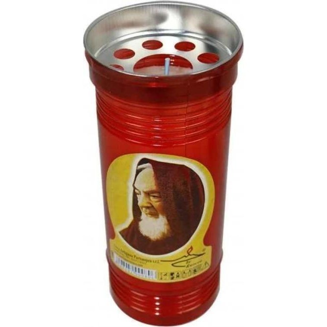 Lumino Votivo T.100 22,5cm Extra Santo Padre Pio Candela Cera Bianca Lume Luce
