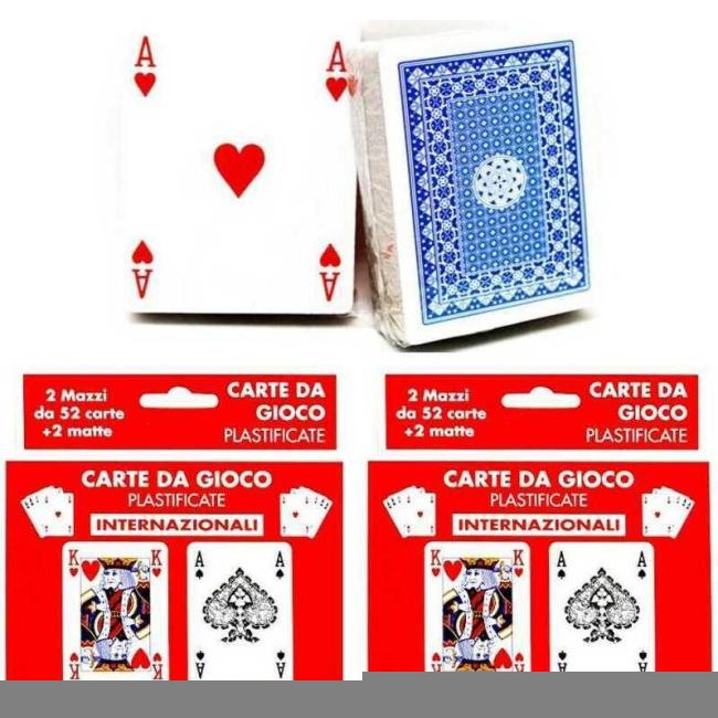 2x Mazzi di Carte da Gioco Poker 52 Carte Giochi Ramino Burraco Scala 40
