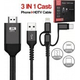 Cavo HDTV Adattatore Video 3in1 TYPE-C Lightning Micro USB a HDM iOS e...