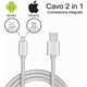 Cavo Caricabatteria 2 in1 Lighting 8 Pin Micro USB Connettori 1Mt Smartphone...