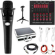 Kit Microfono Cardioide Condensatore Cavalletto Auricolari Mixer Effetti Cavo
