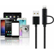 Cavo Ricarica 2in1 USB 1 Metro Lighting Micro USB Compatibile iOS Android...