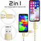 Cavo Ricarica 2in1 USB 1 Metro Lighting Micro USB Compatibile iOS Android...