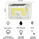 Lampada Faro Faretto da Esterno ad Energia Solare LED COB Sensore di...