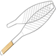 Griglia per Pesce Barbecue Graticola in Acciaio Manico in Legno 14x37cm 2
