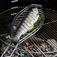 Griglia per Pesce Barbecue Graticola in Acciaio Manico in Legno 11x31cm 6