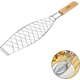 Griglia per Pesce Barbecue Graticola in Acciaio Manico in Legno 11x31cm