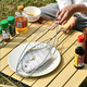 Griglia per Pesce Barbecue Graticola in Acciaio Manico in Legno 14x37cm 5