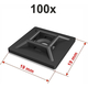 100x supporto adesivo 19x19 mm per fascette autostringenti da 3,6 mm nero...