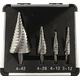 Set di 4 frese coniche allargafori a gradino in acciaio 3-12 4-12 4-20 4-42...