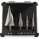 Set di 4 frese coniche allargafori a gradino in acciaio 3-12 4-12 4-20 4-32...