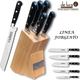 Ceppo in legno massello porta coltelli 5 pezzi coltello inox 'Linea Forgiato'...