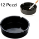 12x Posacenere Rotondo Nero Portacenere in Plastica Bar Pub Ristorante 2