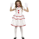 Costume Carnevale pagliaccia assassina vestito clown bambina 5-12 anni festa...
