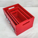 Set di 3 Cassette Cassettina Porta Oggetti in Legno Rosse 25-28-30 cm Natale...