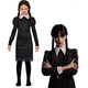 Costume Carnevale Mercoledì Addams vestito horror per bambina 3-16 anni festa...
