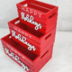 Set di 3 Cassette Cassettina Porta Oggetti in Legno Rosse 25-28-30 cm Natale...