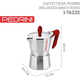 Caffettiera Moka Brillantata Mod. Kaffettiera con Manico Rosso fino a 6 Tazze...