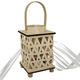 Lanterna Porta Candela in Legno Rattan Portatile Matrimonio Lampada 22x14 cm