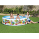 Piscina Rotonda Gonfiabile Fuoriterra Bambini Giardino 196x53cm 3 Anelli 7