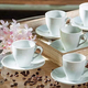 Set da 6 Tazzine da caffè in porcellana bianca tazze e piattini servizio da...