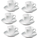 Set da 6 Tazzine da caffè in porcellana bianca tazze e piattini servizio da Tè